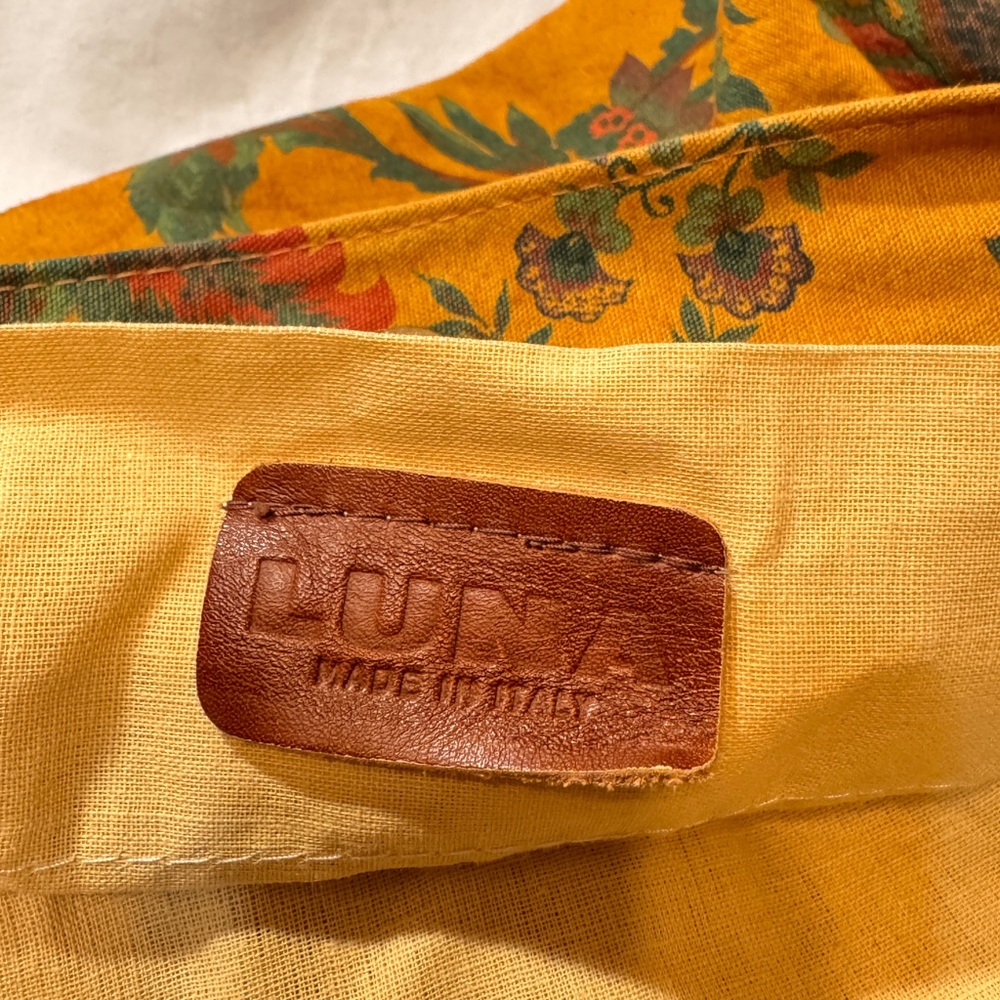 Vintage LUNA Made in Italy Floral Canvas Leather Tote – Mustard Yellow Italian